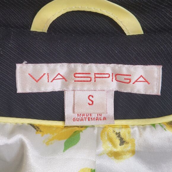 Via Spiga Double Breasted Swing Pea Coat Women's Small Black Cotton - Picture 9 of 13